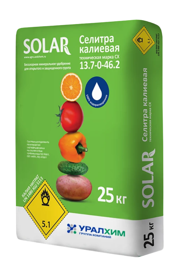 Is a water–soluble, single-component fertilizer with nitrogen and potassium content (N 13.7, NO₃ 13.7, K₂O 46.3)